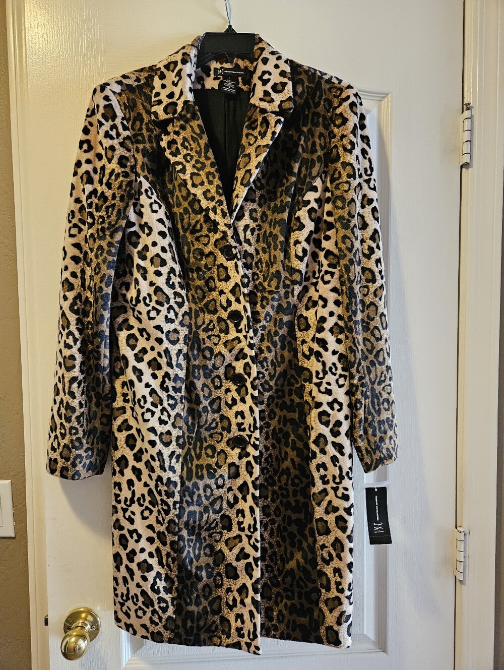 INC International Concepts Leopard Print Coat in Brown and Black
